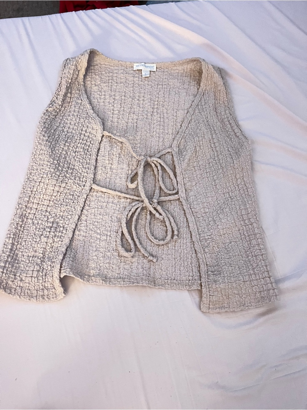 See You Monday Cream Tie-Front Knit Cardigan